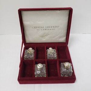 Vtg 4 Godinger Crystal Boxed Silver Plate (Some Discolor)Salt & Pepper Shakers